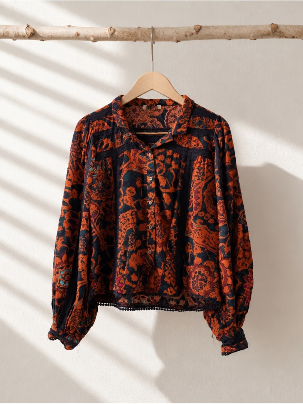 Jennifer Grace Boho Floral Button-Front Blouse -